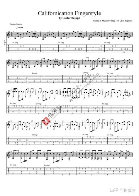 附谱Californication Red Hot Chili Peppers 吉他指弹独奏 知乎