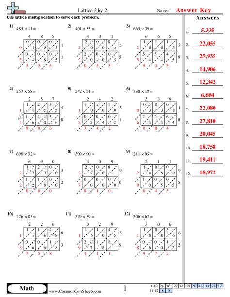 lattice multiplication Worksheets - Worksheets Library