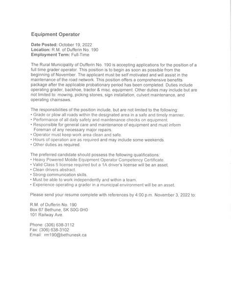 grader operator  position