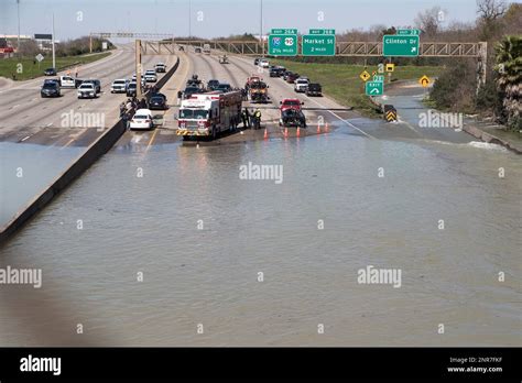 High Water From A Water Main Break Floods The East Loop 610 On Thursday