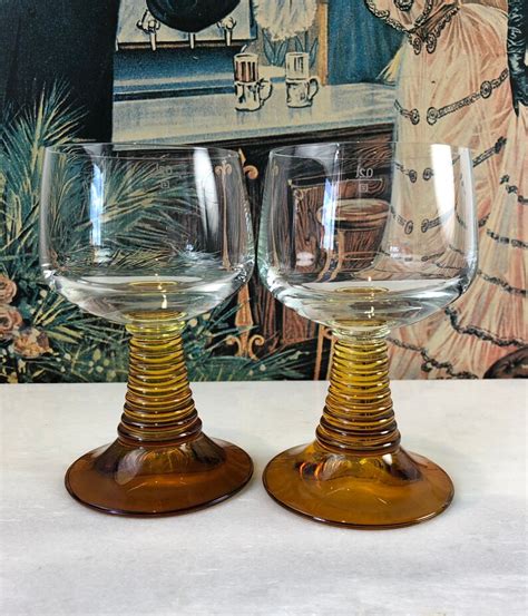 Roemer Glasses 2 Pcs Beehive Amber Stem White Wine Etsy