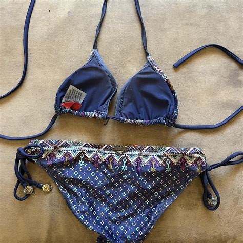 Tiger Lily Two Piece Bikini Set Size 8 Some Rusting Depop