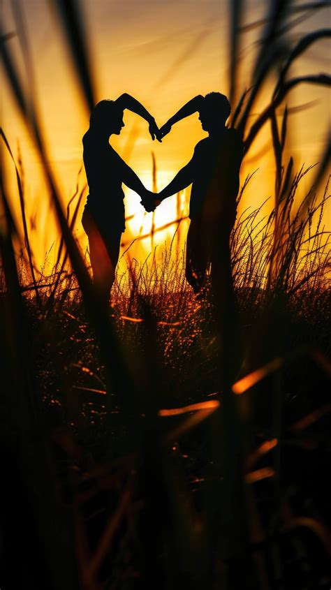 Sunset Silhouette Photography Friendship Goals Heart Shape With Hands