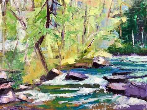 Riverfront Painting Rocks Asheville Nc Original Oil Etsy