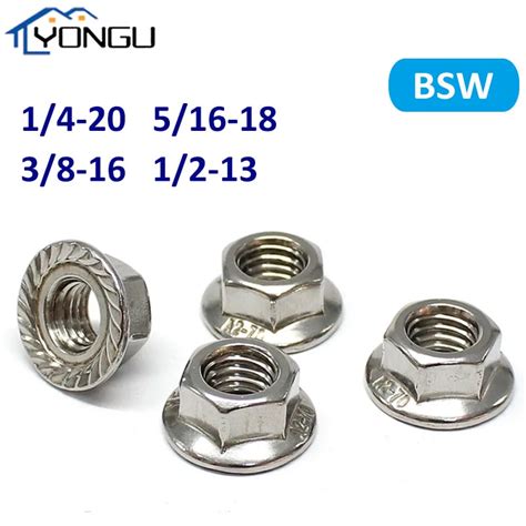 Inch Bsw Hexagon Flange Nuts Stainless Steel Hex