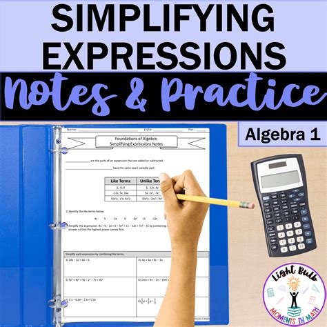 Simplifying Algebraic Expressions Guided Notes And Worksheet