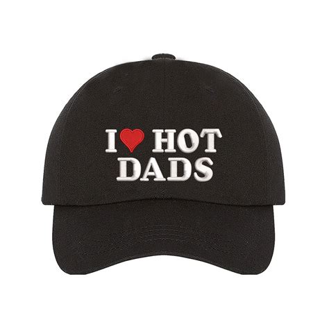 I Love Hot Dads Baseball Cap Hat Gift For Wife I Heart Hot Dads Embroidered Baseball Hats