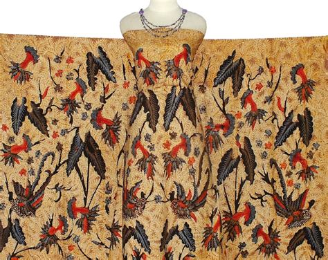 Hand Drawn Indonesian Batik With Flower Design Made In Indonesia Full