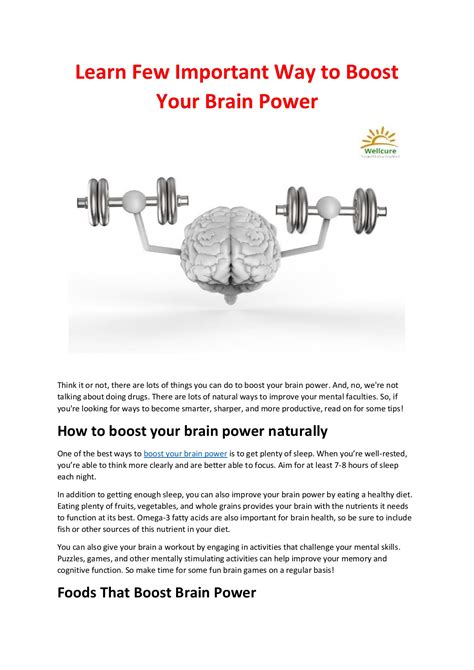 Learn Few Important Way to Boost Your Brain Power - Wellcure - Page 1