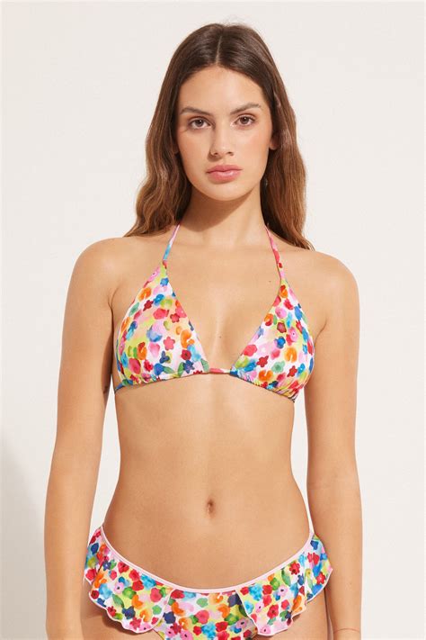 Sujetador De Bikini Tri Ngulo Con Copas Extra Bles Watercolor Flowers Tezenis
