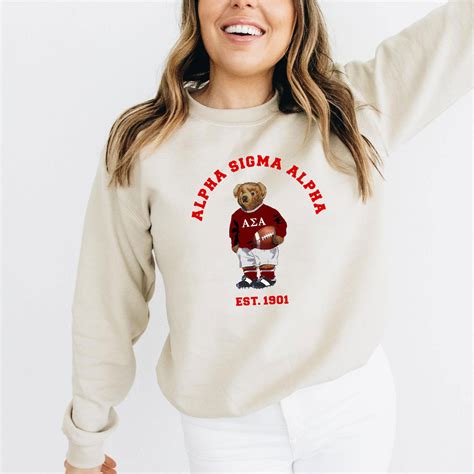 Alpha Sigma Alpha Teddy Bear Crewneck Sweatshirt Greek Gear