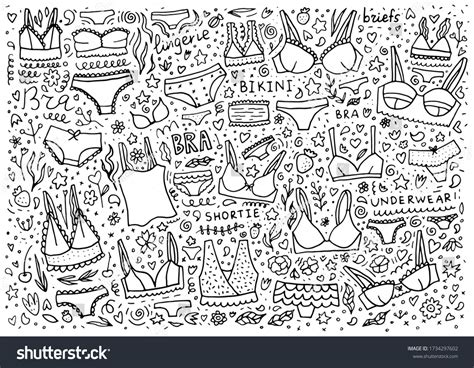 Doodle Lingerie Illustration Blackwhite Background Underwear Stock Vector Royalty Free 1734297602