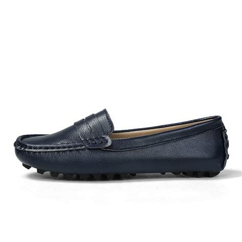 7 Ilatyia Womens Navy Blue Loafers Leather Loafers For Women Penny Loafers For Women Driving