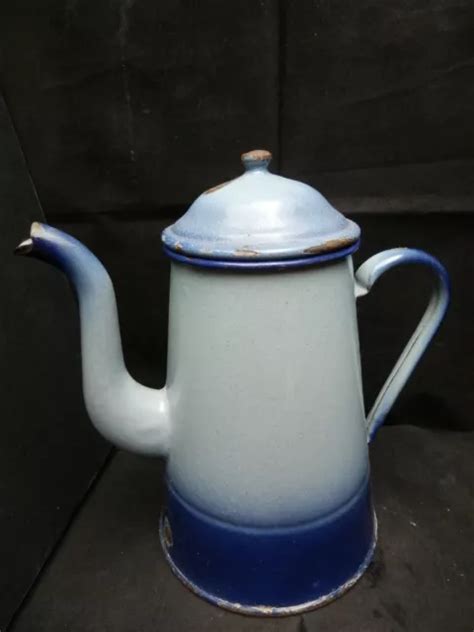 Ancienne Cafeti Re En T Le Emaill E Verseuse Bleu Vintage Collection