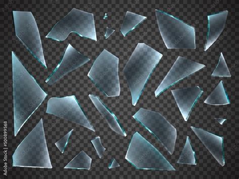 Broken Glass Shards Realistic Different Random Shapes Pieces 3d Sharp