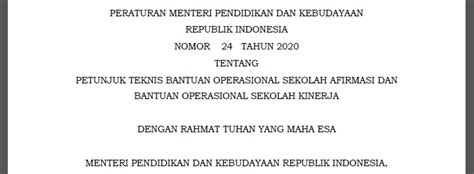 Unduh Juknis BOS Afirmasi Dan BOS Kinerja Tahun 2020 Pontendik