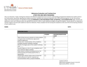 Fillable Online Milestones Evaluation And Tracking Form UTSPH PHD AND