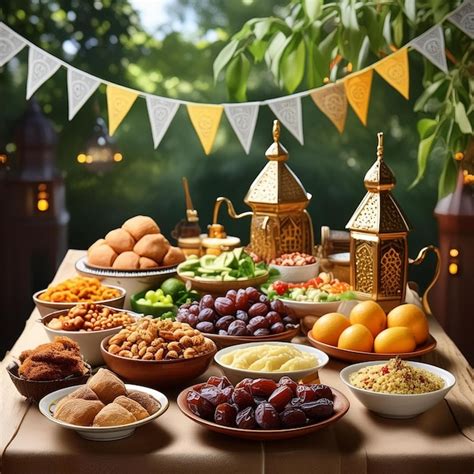 decorated table filled  traditional eid dishes sweets  fruits