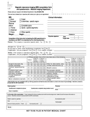 Fillable Online Magnetic Resonance Imaging MRI Consultation Form And