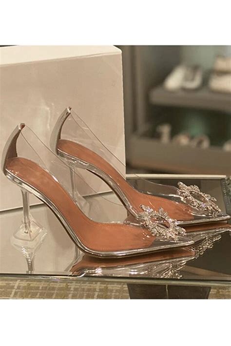 TrendyAnka Kadın Princess Gümüş Nude Taba Beyaz Şeffaf Topuklu Taşlı Stiletto Sivri Burunlu