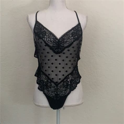 In Bloom Intimates Sleepwear One Piece Lingerie Sheer Polka Dot