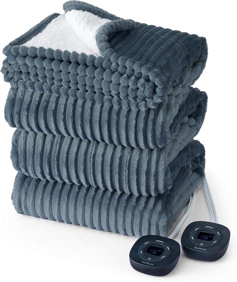 Amazon Bedsure Electric Blanket Queen Soft Ribbed Flannel Heated