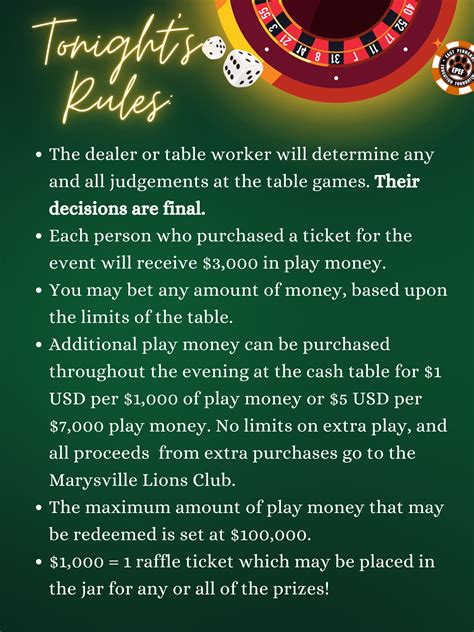 Monte Carlo Night Rules | East Pennsboro Education Foundation
