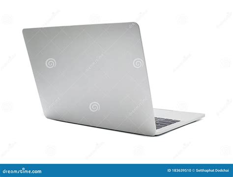 Back Left View Of Open Laptop Computer For Mockup Modern Thin Edge