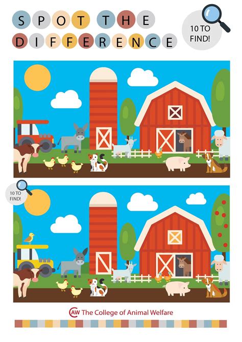 Zoo animals spot the difference sheet – Artofit