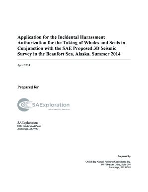 Fillable Online Nmfs Noaa Iha Application For Saexploration D Seismic