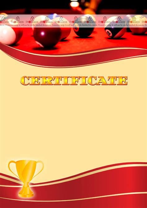 Certificate Template Billiards Dimaker Templates Certificate