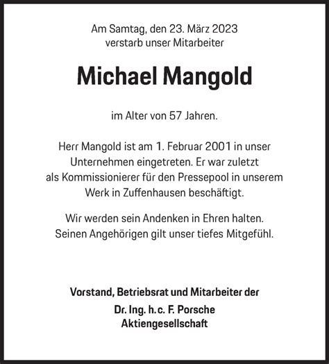 Traueranzeigen Von Michael Mangold Stuttgart Gedenkt De