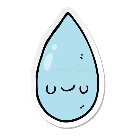 Sticker Of A Cartoon Cute Raindrop Stock Vector Illustration Of