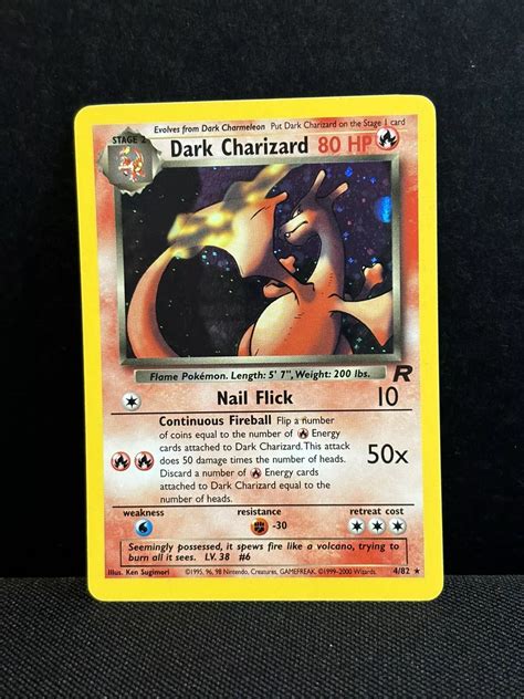 Dark Charizard 2000 Team Rocket 04 82 Unlimited Holo RAW TCG NEAR