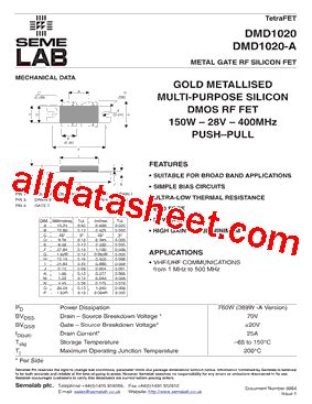 DMD1020 A Datasheet PDF Seme LAB