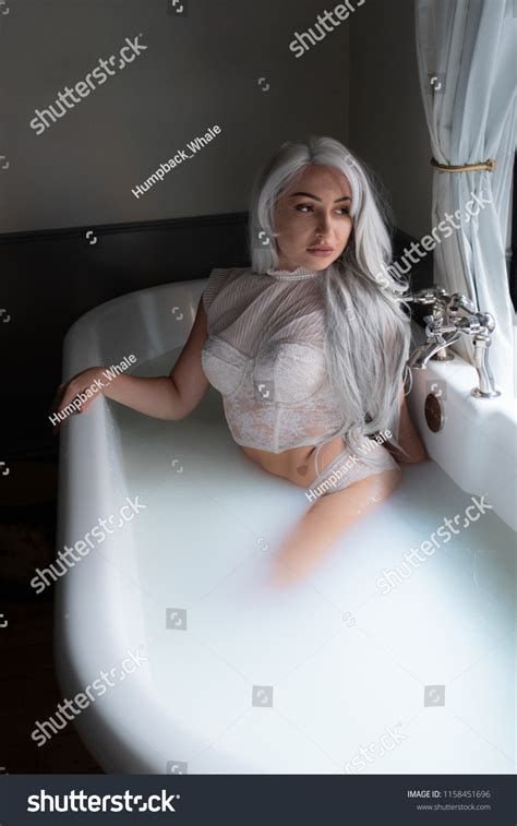 Beautiful Blonde Gorgeous Sexy Woman Milk Stock Photo 1158451696 Shutterstock