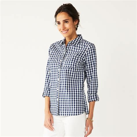 Womens Croft And Barrow® Essential One Pocket Button Down Shirt Womens