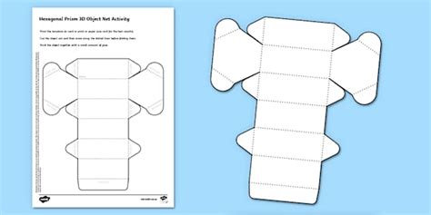 Hexagonal Prism 3d Object Net Worksheet Twinkl Aus