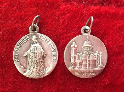 Vintage French Virgin Mary Religious Medal Mary Our Lady Of Africa