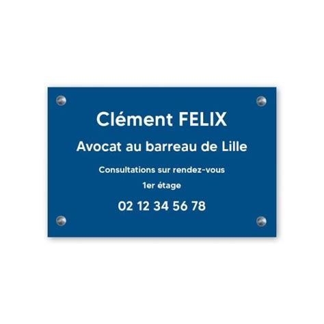 Plaque Professionnelle Pvc X Gravure Personnalis E Avocats Vis