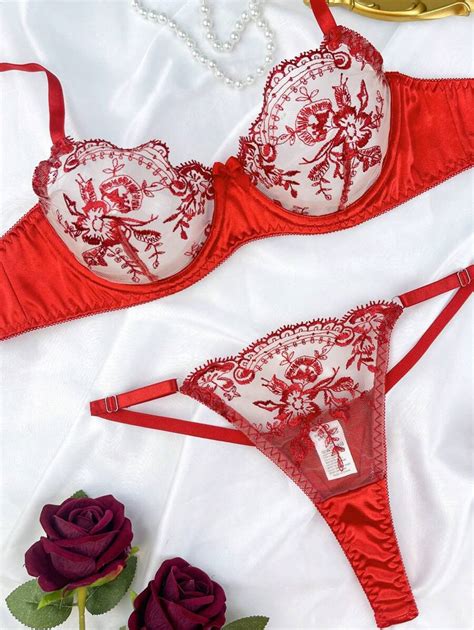 Ensemble de lingerie brodée en maille sexy pour femmes soutien gorge