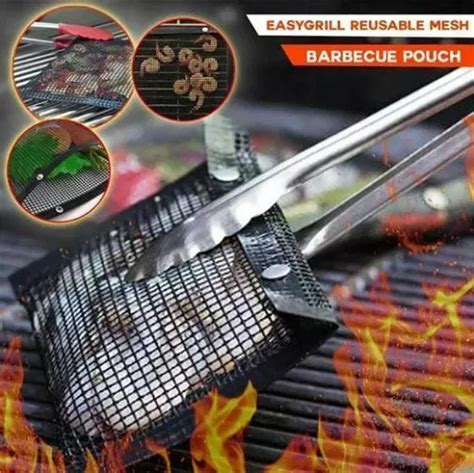 BBQ SAC DE Barbecue Antiadhésif Grille Sac Panier à Feu Coquille Grill