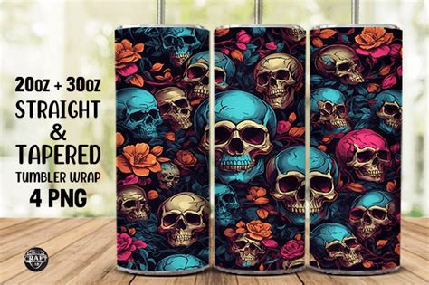 Vintage Skull Halloween Tumbler Wrap Designs Graphics