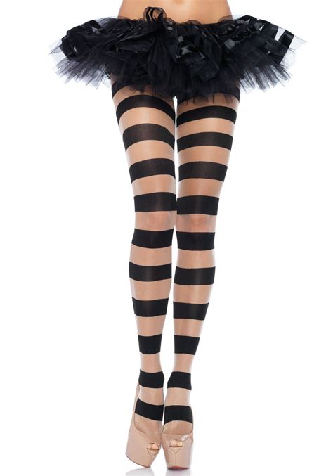 Striped Pantyhose Black Nude