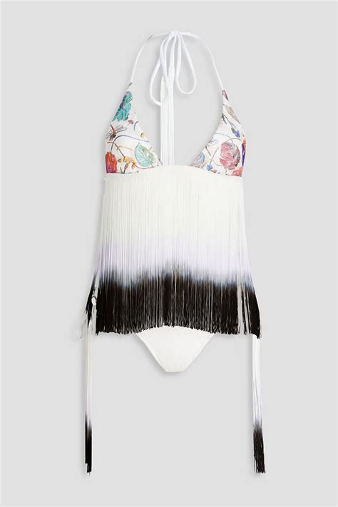 Missoni Bedruckter Triangel Bikini Aus H Kelstrick Mit Fransen The Outnet