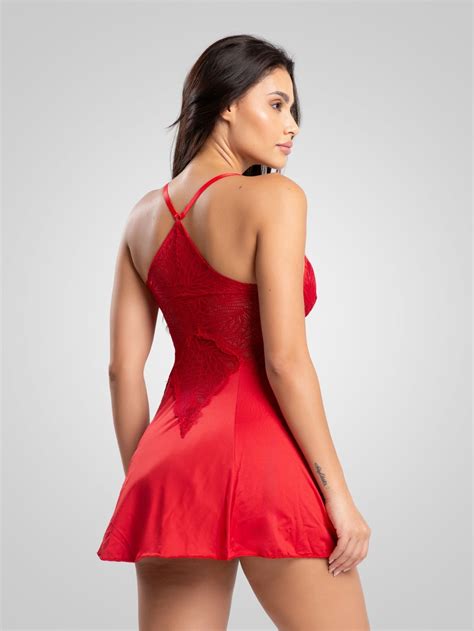 Camisola IMI Lingerie Bojo E Calcinha Em Microfibra E Renda Fascine IMI LINGERIE