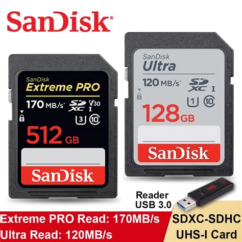 Sandisk 128gb Extreme Pro Sdxc Uhs-i Card C10 U3 V30 4k Sd 64gb 32gb ...