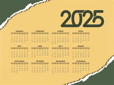 Neues Jahr 2025 Jahreskalender eleganter Hintergrund | Kostenlose Vektor