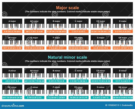 Major And Minor Scale Table Cartoon Vector CartoonDealer 195834213