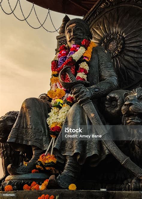 full shot  chatrapati shivaji maharaj statue located  raigad fort